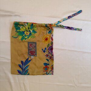 Johnny Was XS Yellow / Multicolor Floral Silk Drawstring Bag - NWOT